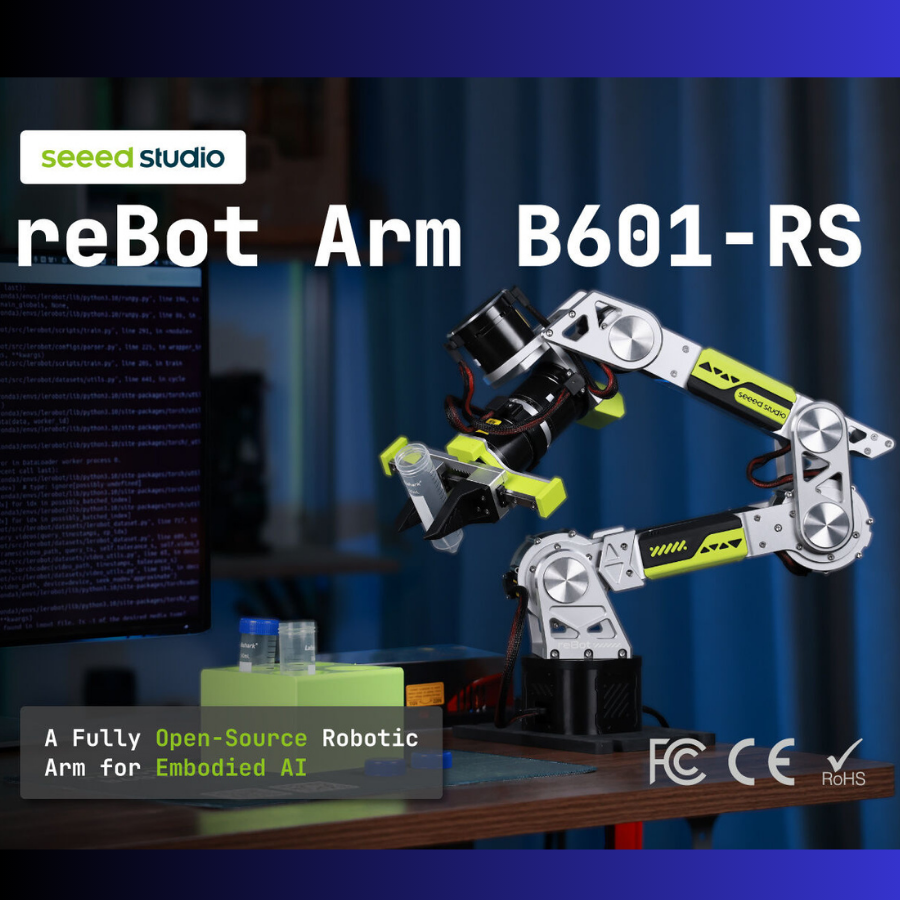 Seeed Studio reBot Arm B601-RS – 6+1 DoF Open-Source Robotic Arm| 2.5 kg Payload | 754 mm Reach