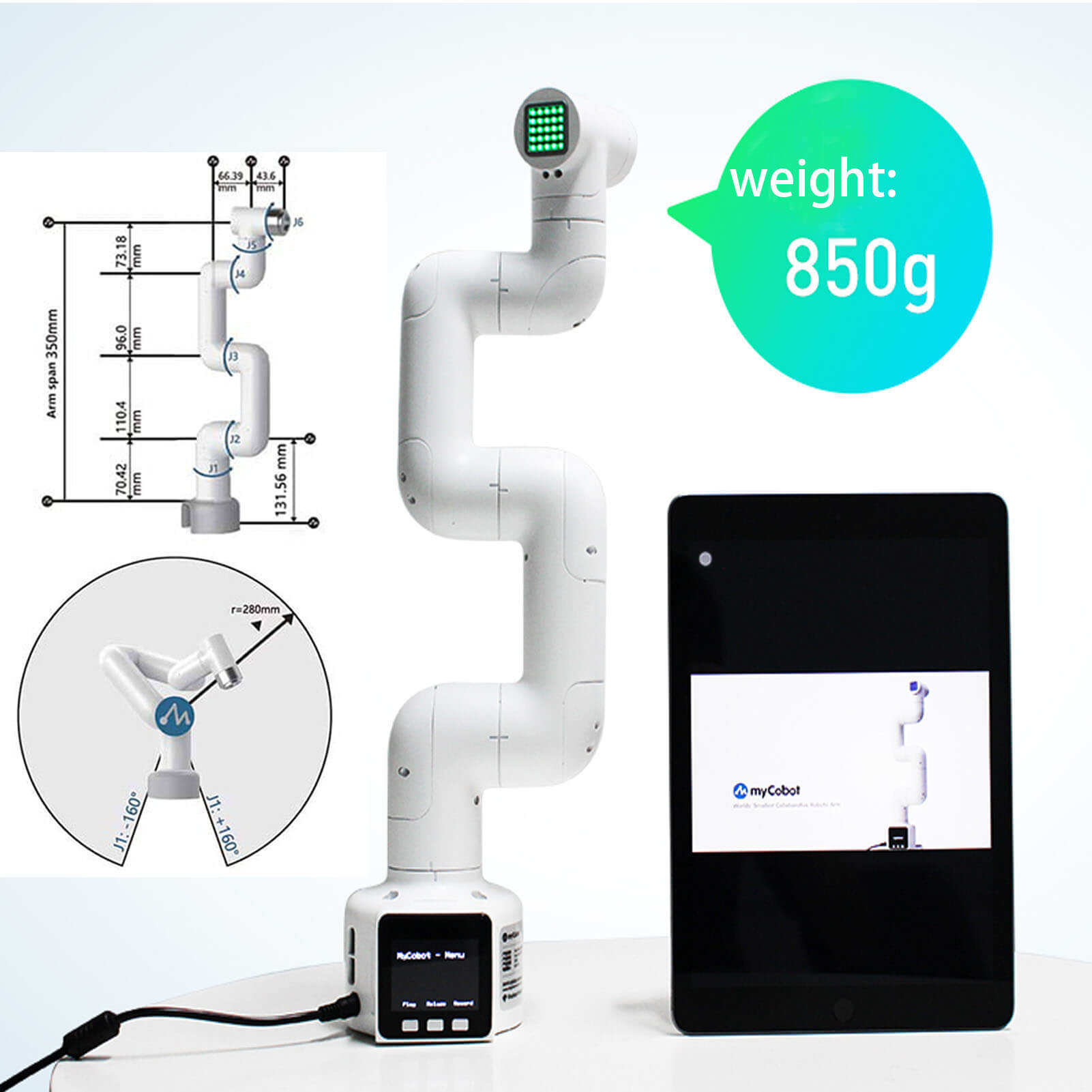Elephant Robotics myCobot 280 M5Stack 2023 - 6 DOF Collaborative Robot ( Dual Screen Version)