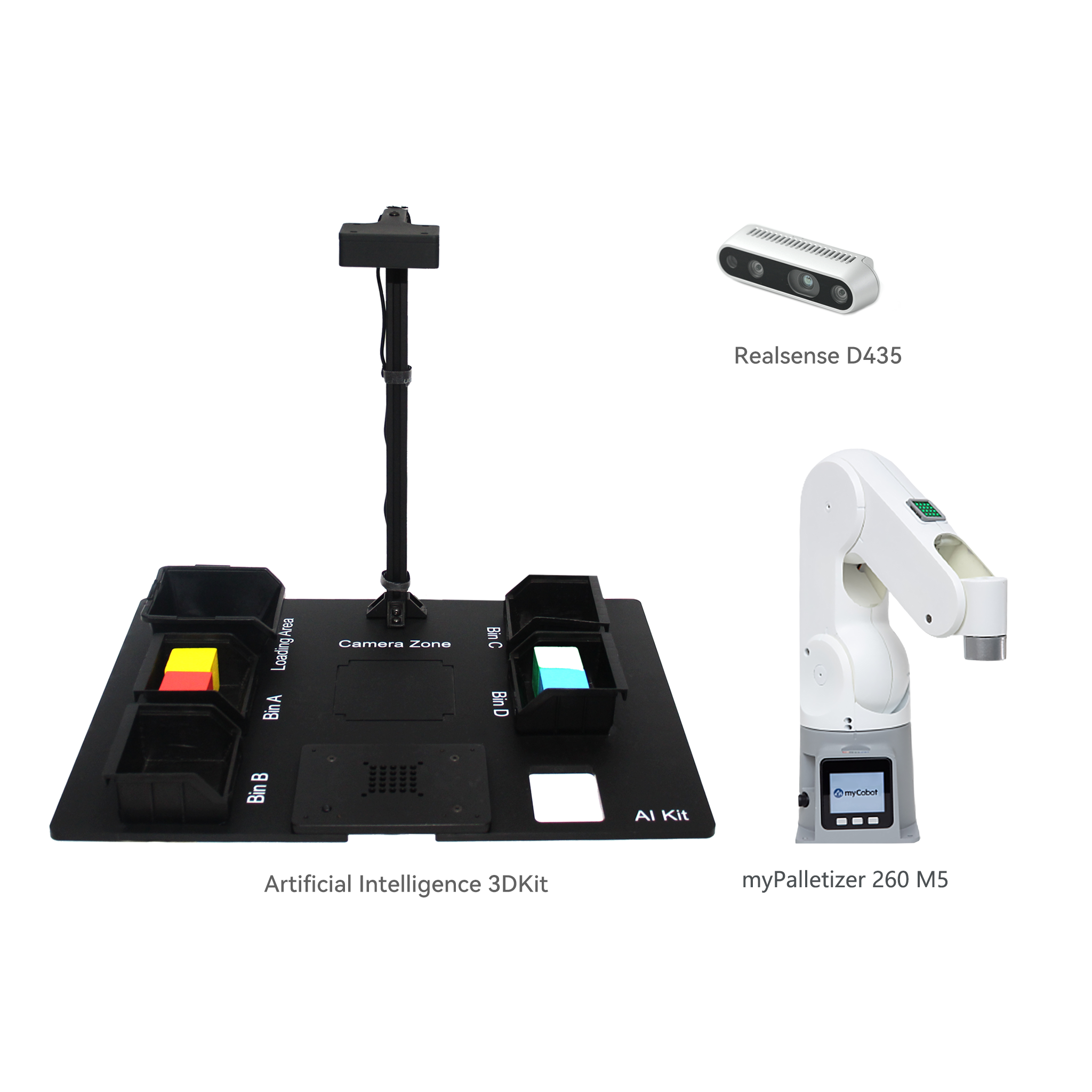 Artificial Intelligence (AI) 3D Vision Kit for myCobot 280/mechArm/myPalletizer Desktop Robotic Arms with Camera