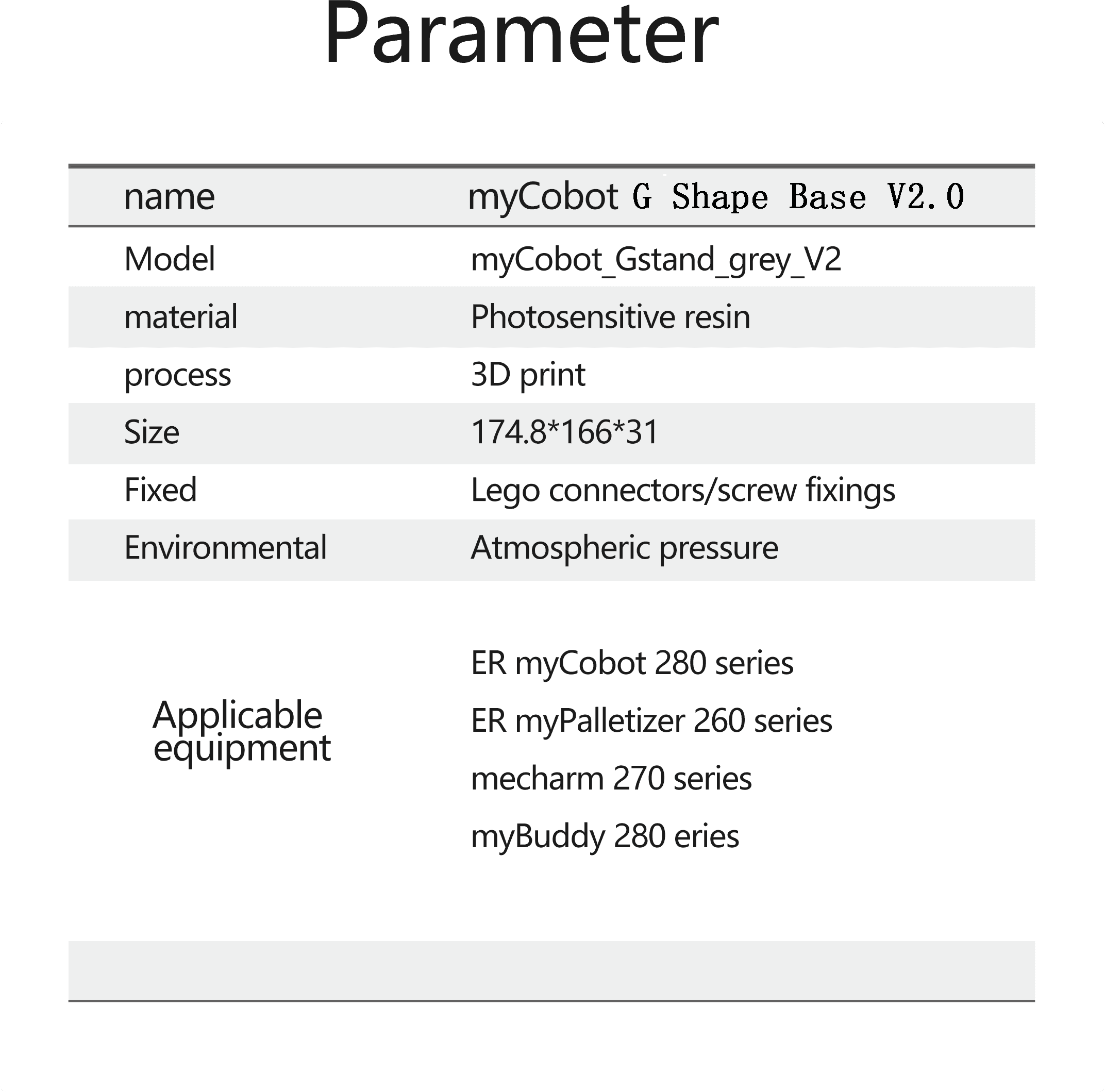 G Shape Base 2.0 Version for myCobot/myPalletizer/mechArm/myBuddy
