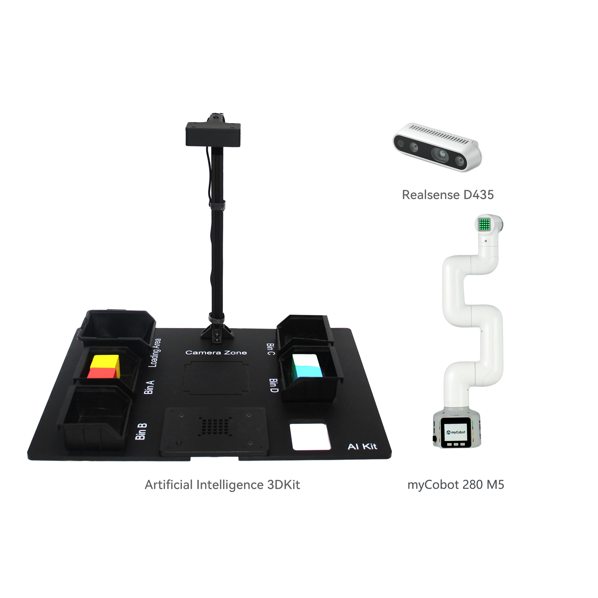 Artificial Intelligence (AI) 3D Vision Kit for myCobot 280/mechArm/myPalletizer Desktop Robotic Arms with Camera
